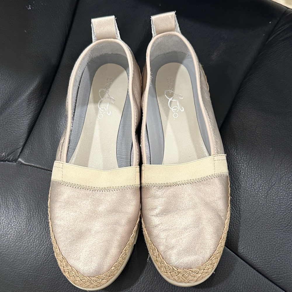 Bos & Co - Beige Espadrille Slip-On Shoes